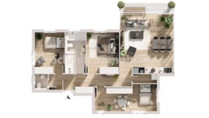 Grundriss Haus 1 - EG - WE 2